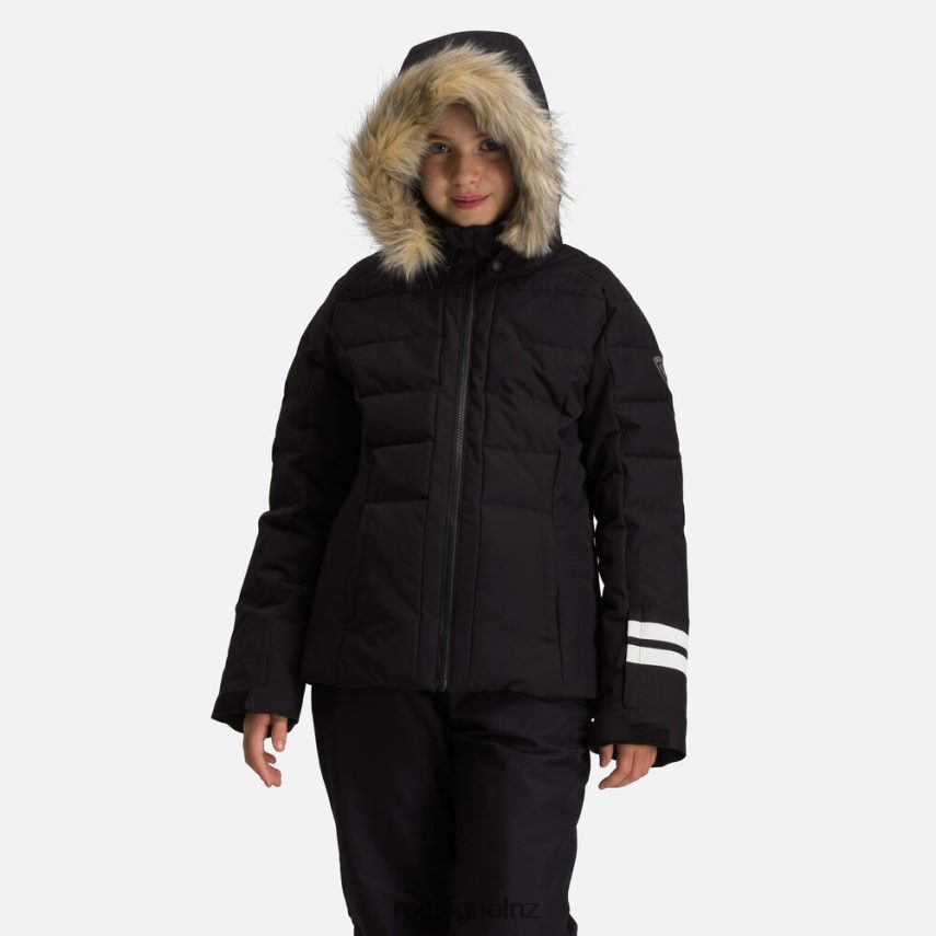 NZ Rossignol Girls Polydown Ski Jacket Black F222Z21213 Tops