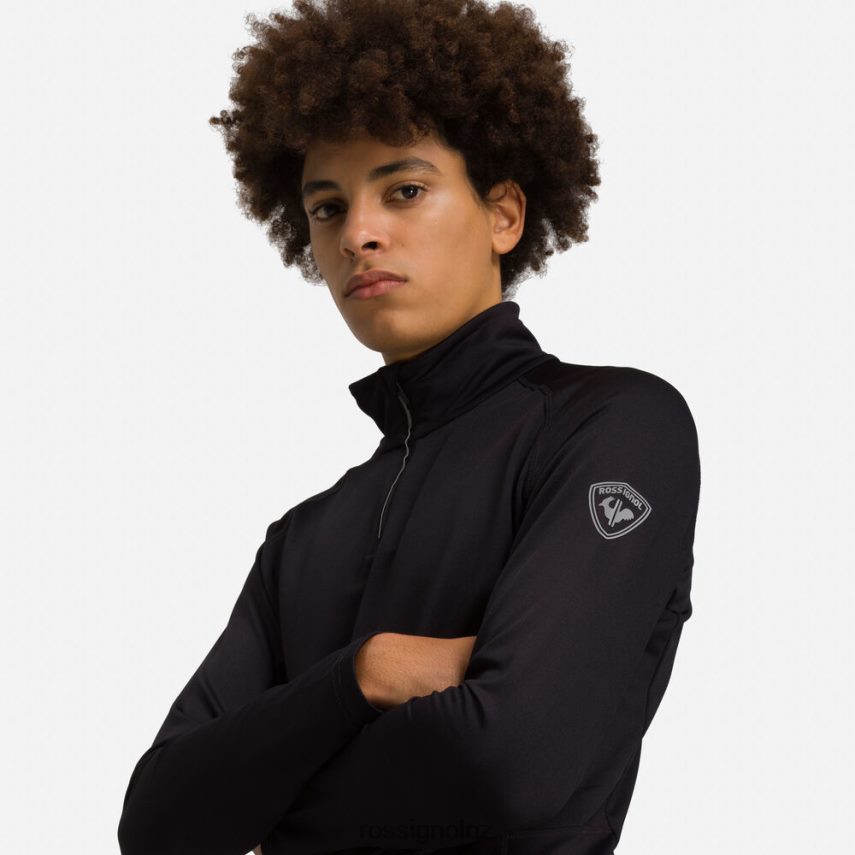 NZ Rossignol Men Classique Half-Zip Baselayer Top Black F222Z2672 Tops