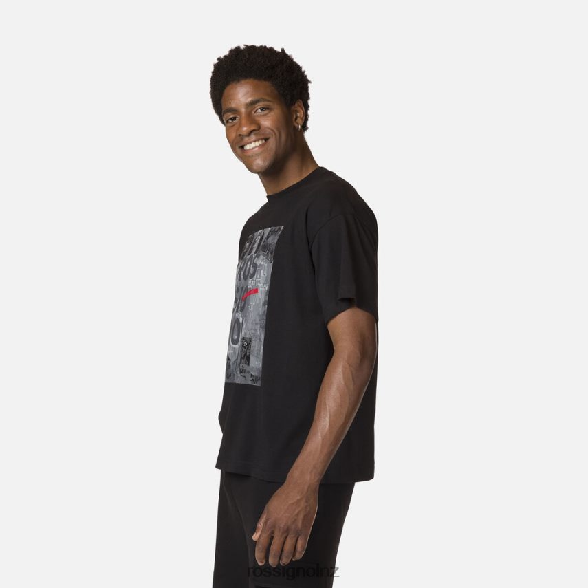 NZ Rossignol Men Cotton Comfortable Graphic Print Tee Black F222Z215 Tops