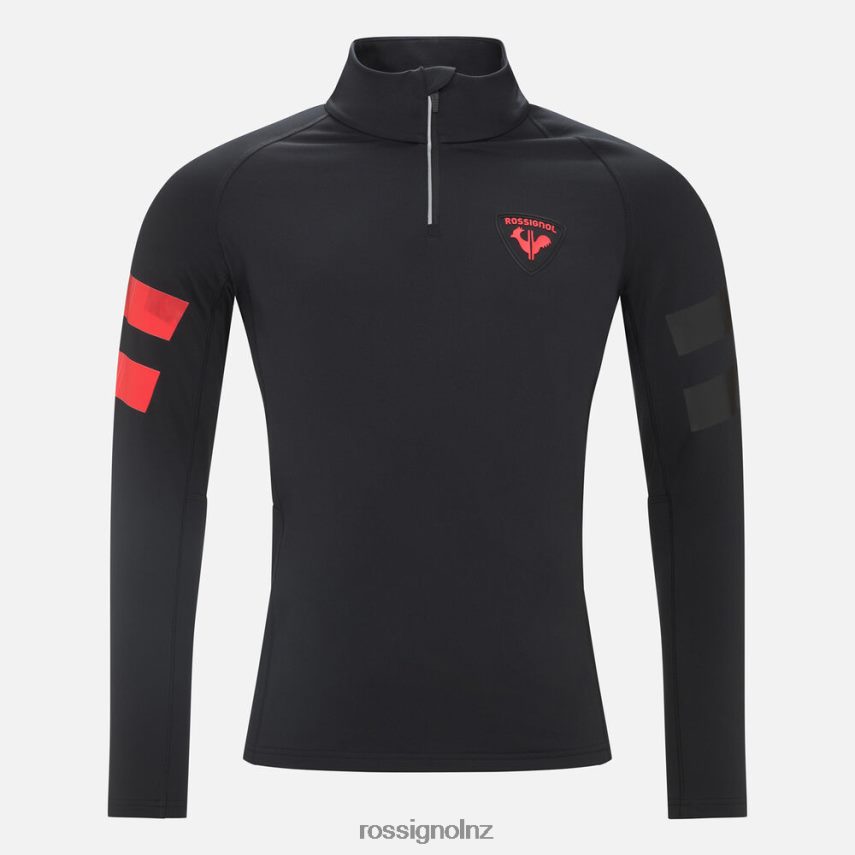 NZ Rossignol Men Classique Hero Half-Zip Fleece Top Black F222Z2115 Tops