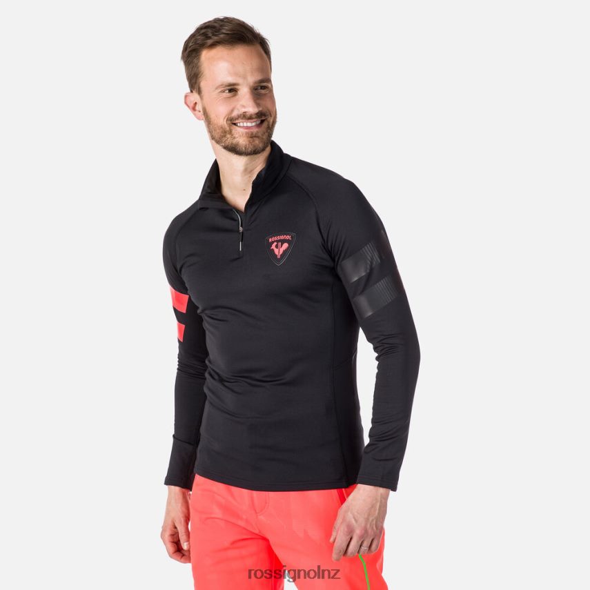 NZ Rossignol Men Classique Hero Half-Zip Fleece Top Black F222Z2115 Tops