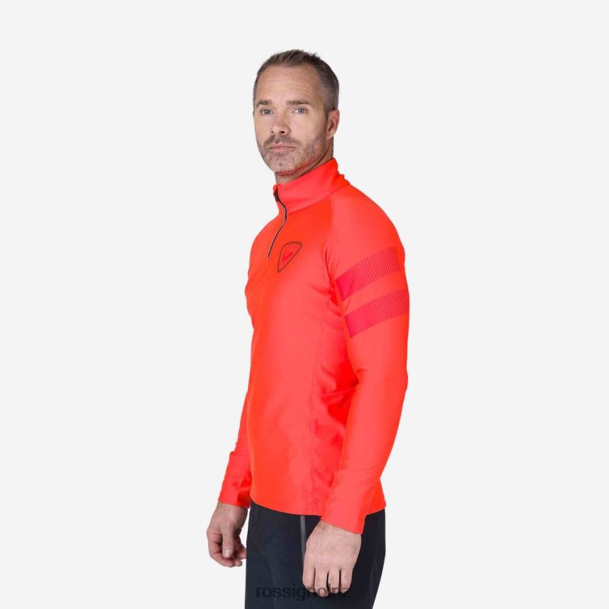 NZ Rossignol Men Classique Hero Half-Zip Fleece Top Neonred F222Z2608 Tops