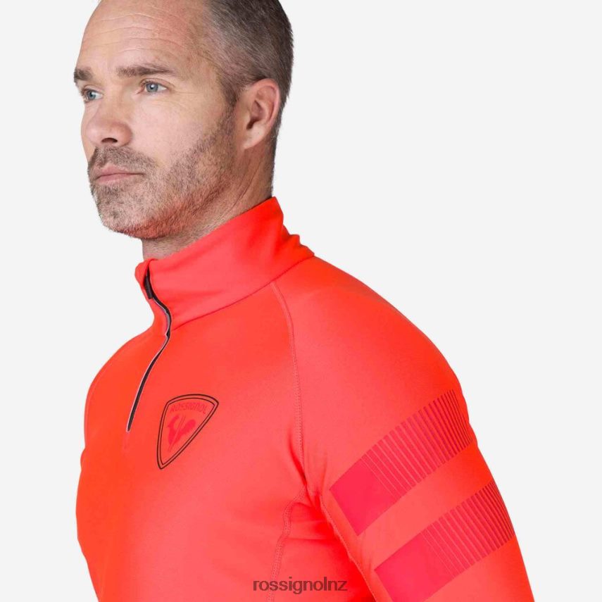 NZ Rossignol Men Classique Hero Half-Zip Fleece Top Neonred F222Z2608 Tops