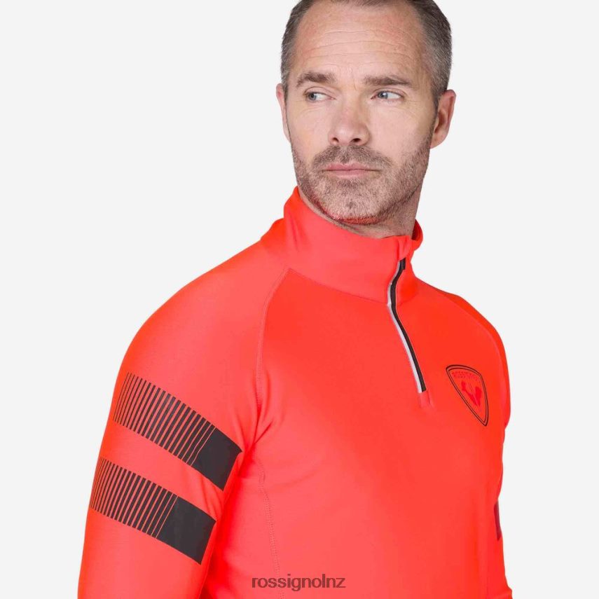 NZ Rossignol Men Classique Hero Half-Zip Fleece Top Neonred F222Z2608 Tops