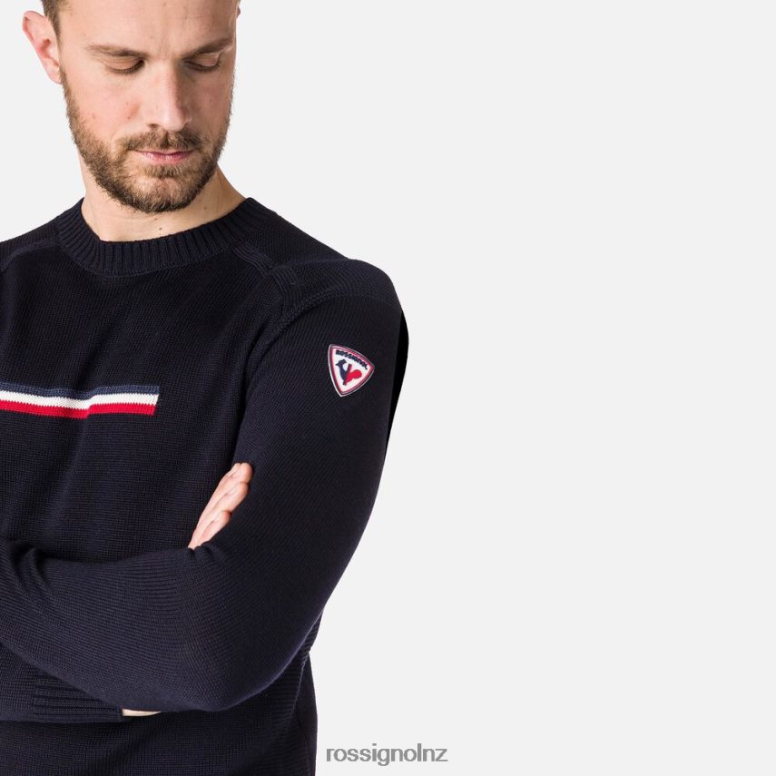 NZ Rossignol Men Odysseus Round-Neck Sweater Darknavy F222Z2369 Tops