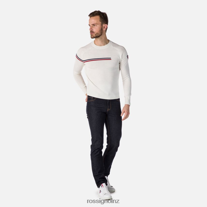 NZ Rossignol Men Odysseus Round-Neck Sweater White F222Z2651 Tops