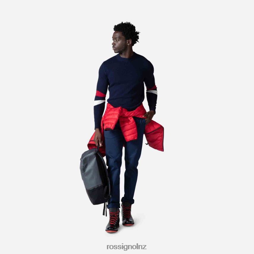 NZ Rossignol Men Signature Knit Sweater Darknavy F222Z2445 Tops