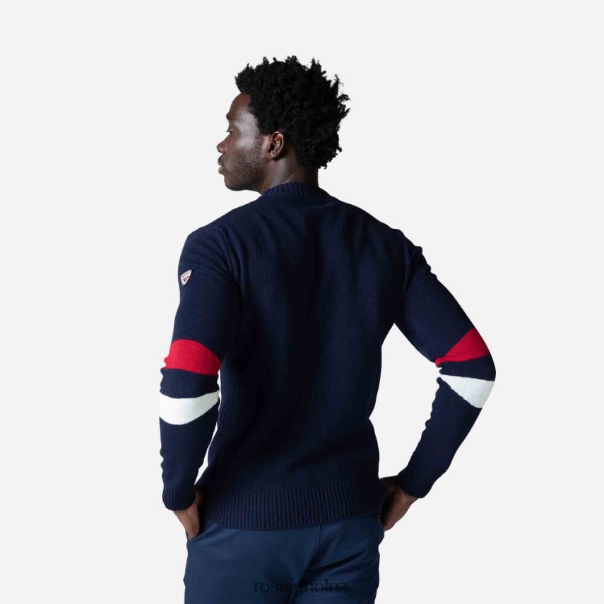 NZ Rossignol Men Signature Knit Sweater Darknavy F222Z2445 Tops