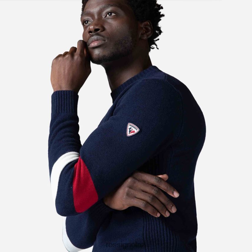 NZ Rossignol Men Signature Knit Sweater Darknavy F222Z2445 Tops