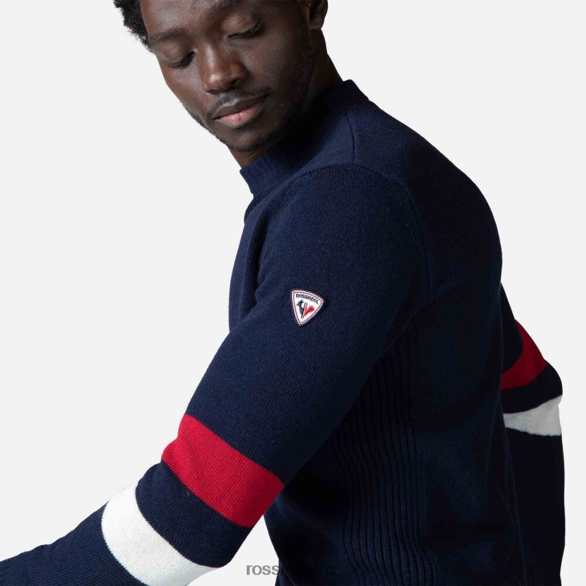 NZ Rossignol Men Signature Knit Sweater Darknavy F222Z2445 Tops