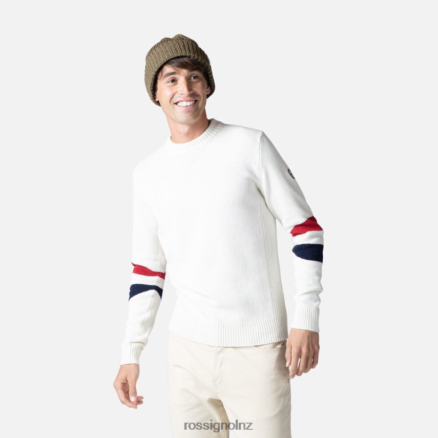 NZ Rossignol Men Signature Knit Sweater White F222Z2441 Tops