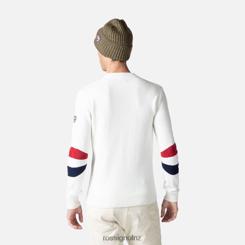 NZ Rossignol Men Signature Knit Sweater White F222Z2441 Tops