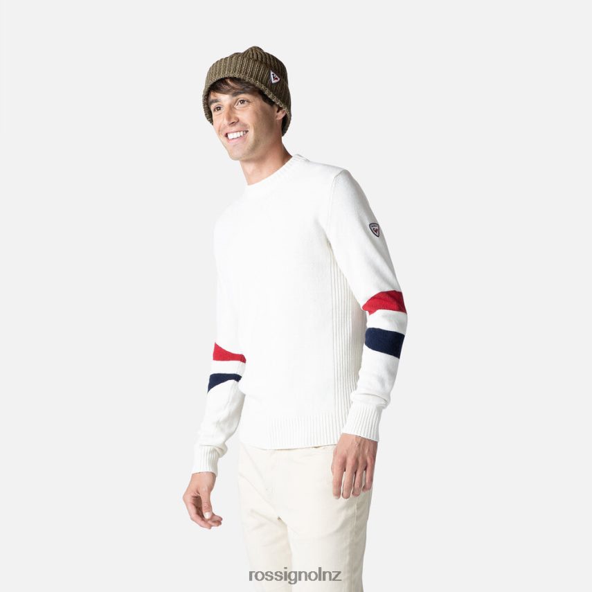 NZ Rossignol Men Signature Knit Sweater White F222Z2441 Tops