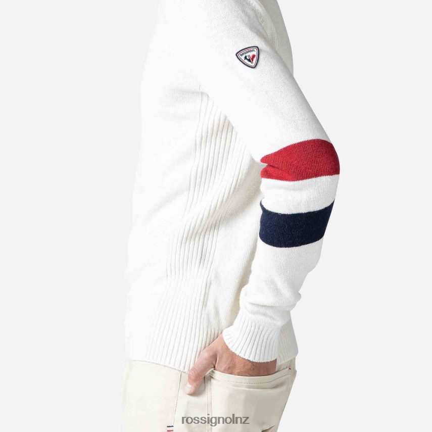 NZ Rossignol Men Signature Knit Sweater White F222Z2441 Tops