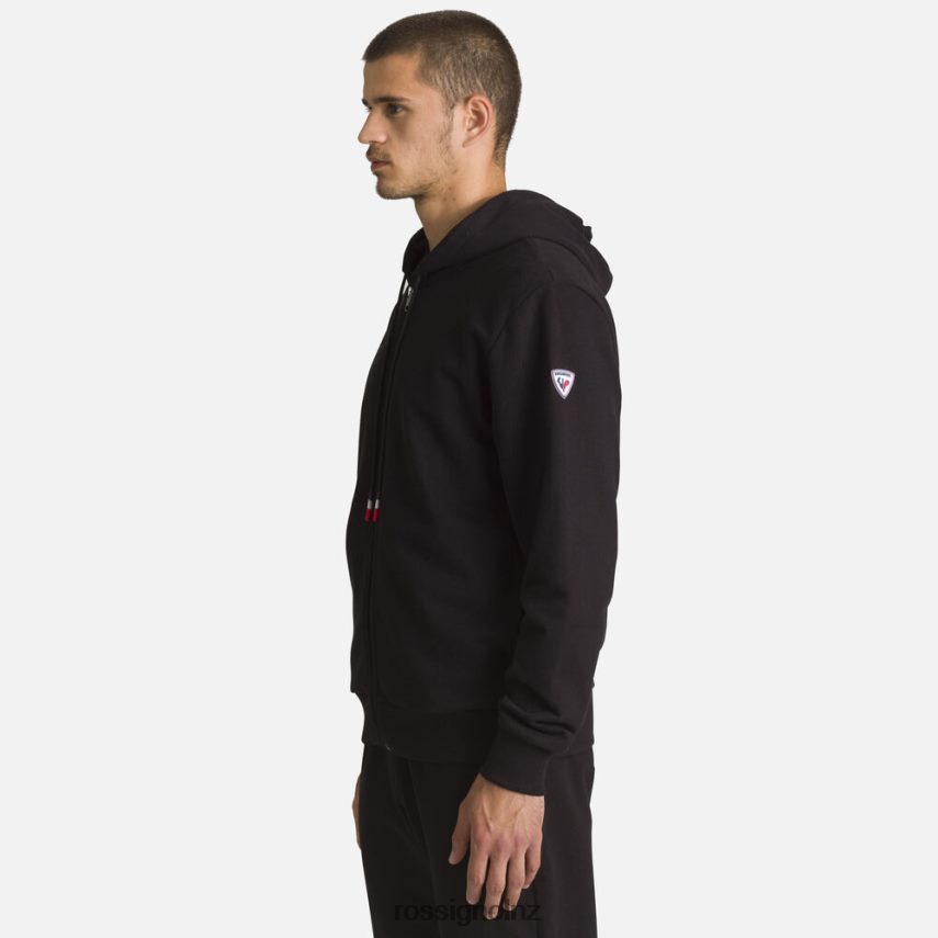 NZ Rossignol Men Full-Zip Hooded Logo Cotton Sweatshirt Black F222Z2458 Tops