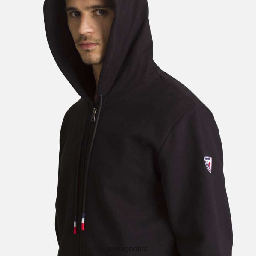 NZ Rossignol Men Full-Zip Hooded Logo Cotton Sweatshirt Black F222Z2458 Tops