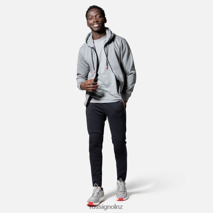 NZ Rossignol Men Full-Zip Hooded Logo Cotton Sweatshirt Heathergrey F222Z2471 Tops