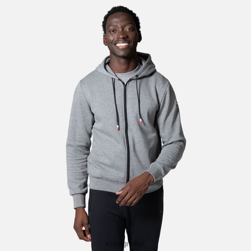 NZ Rossignol Men Full-Zip Hooded Logo Cotton Sweatshirt Heathergrey F222Z2471 Tops