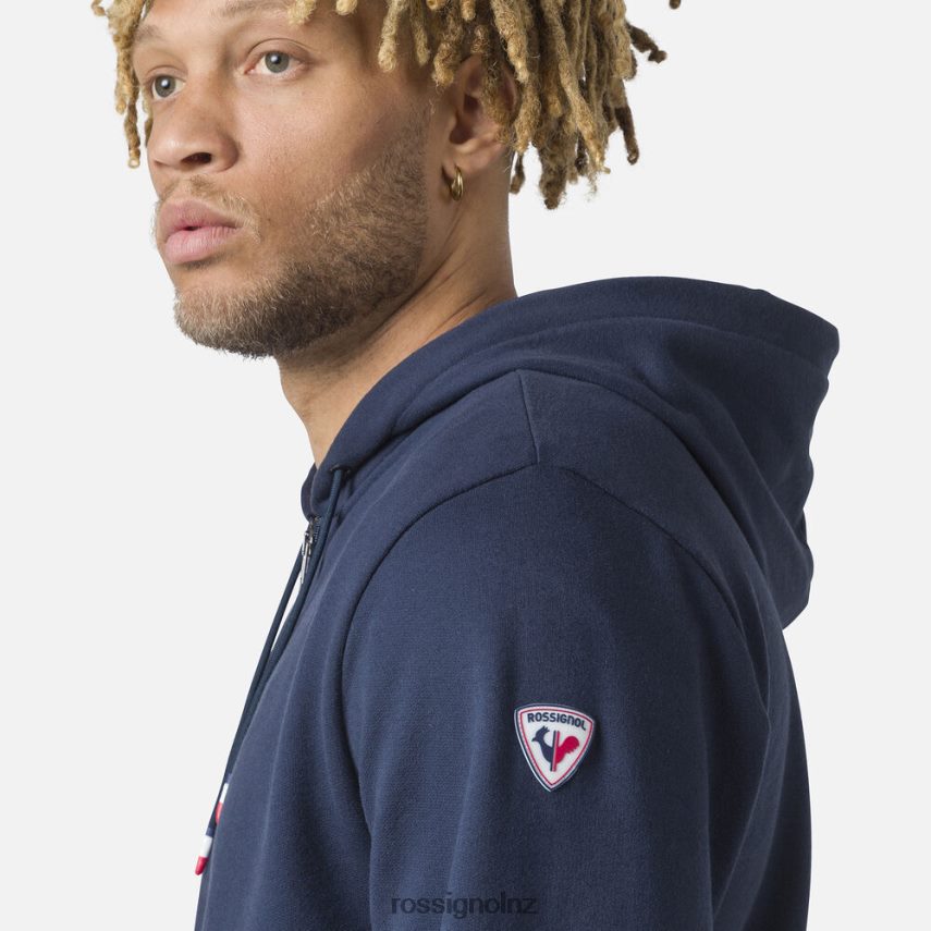 NZ Rossignol Men Full-Zip Hooded Logo Fleece Sweatshirt Darknavy F222Z2434 Tops