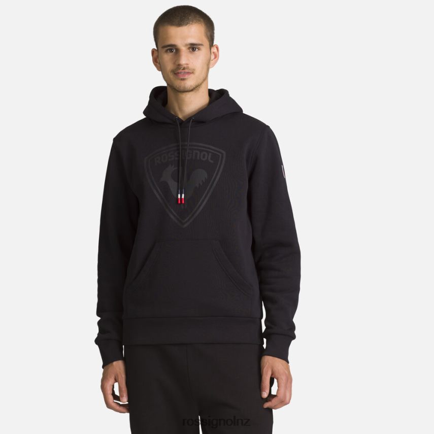 NZ Rossignol Men Hooded Logo Cotton Sweatshirt Black F222Z2432 Tops