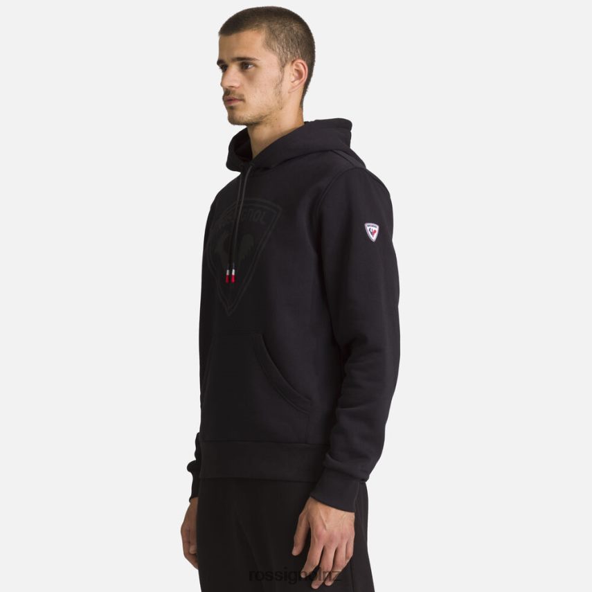 NZ Rossignol Men Hooded Logo Cotton Sweatshirt Black F222Z2432 Tops