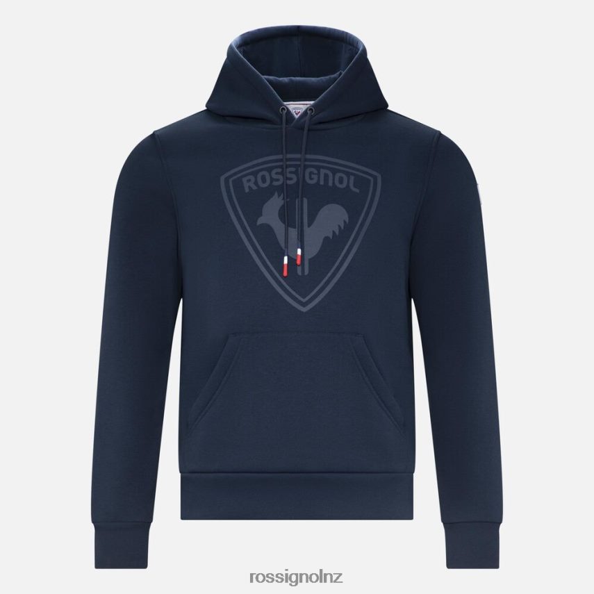 NZ Rossignol Men Hooded Logo Cotton Sweatshirt Darknavy F222Z2395 Tops