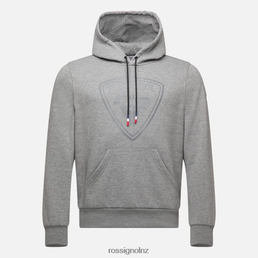 NZ Rossignol Men Hooded Logo Cotton Sweatshirt Heathergrey F222Z2419 Tops