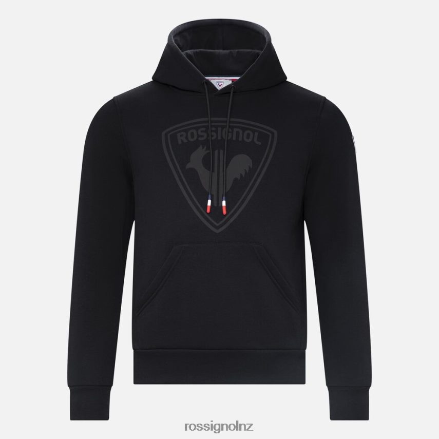 NZ Rossignol Men Hooded Logo Fleece Sweatshirt Black F222Z2103 Tops