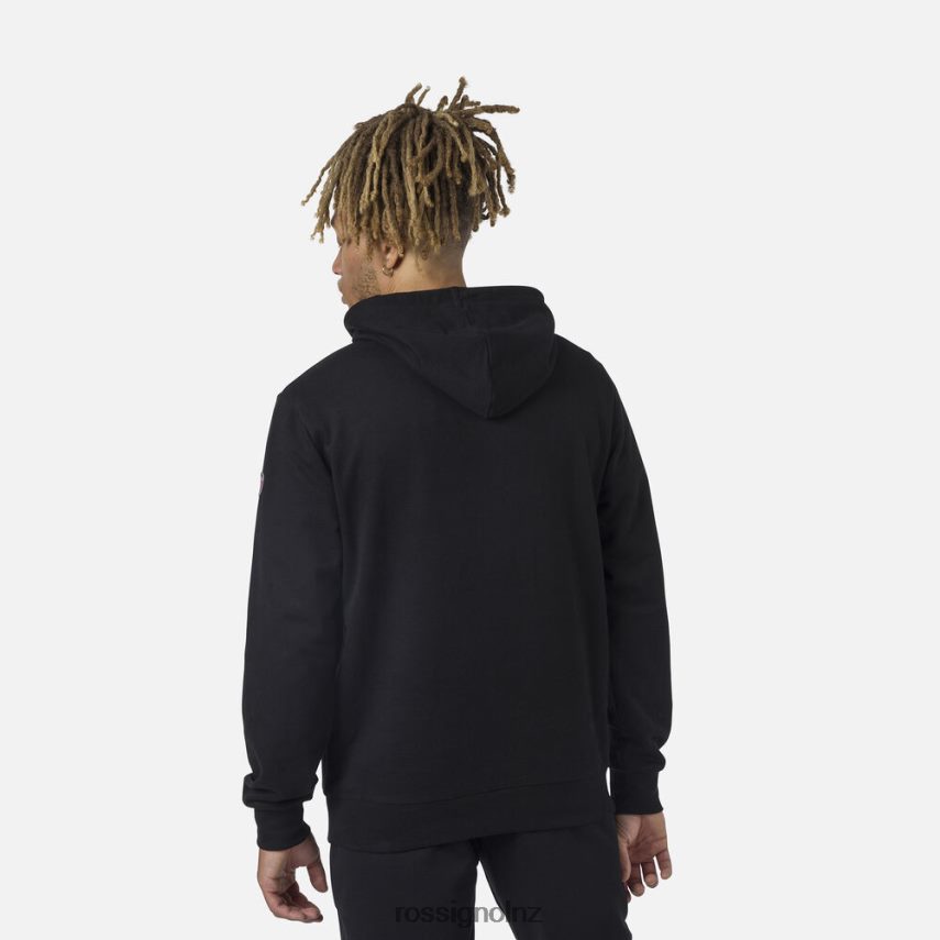 NZ Rossignol Men Hooded Logo Fleece Sweatshirt Black F222Z2103 Tops