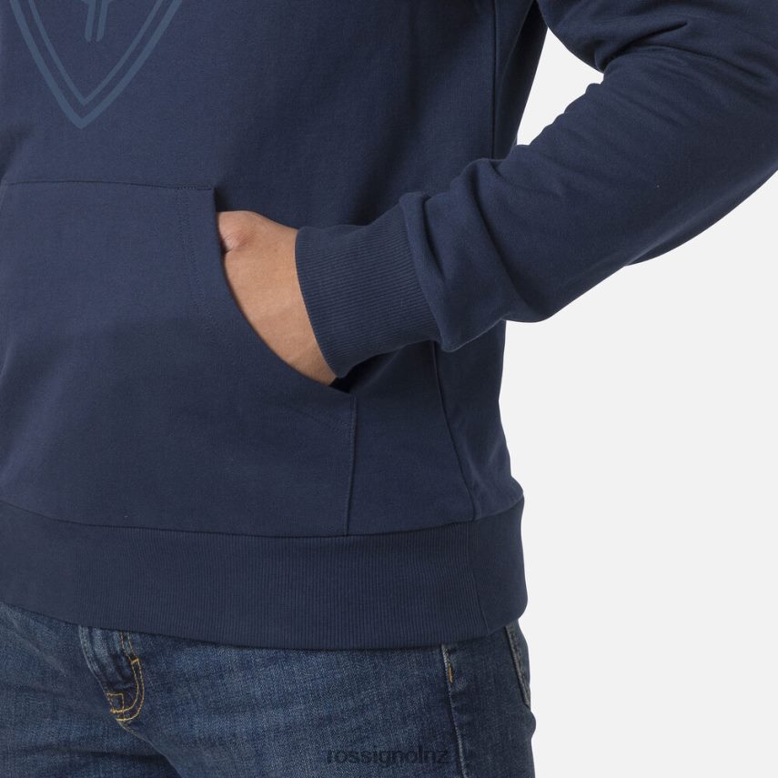 NZ Rossignol Men Hooded Logo Fleece Sweatshirt Darknavy F222Z265 Tops