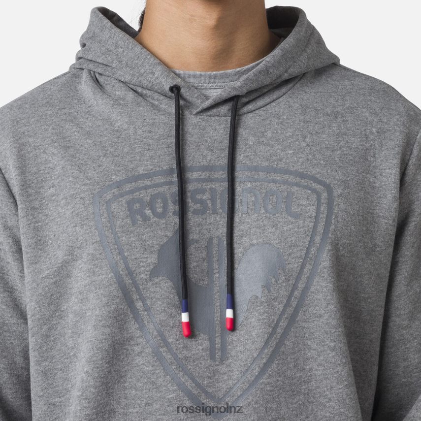 NZ Rossignol Men Hooded Logo Fleece Sweatshirt Heathergrey F222Z244 Tops