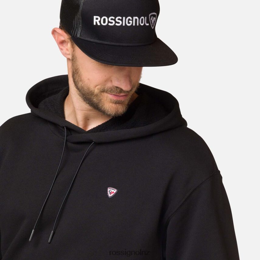 NZ Rossignol Men Hooded Sweatshirt Black F222Z2477 Tops
