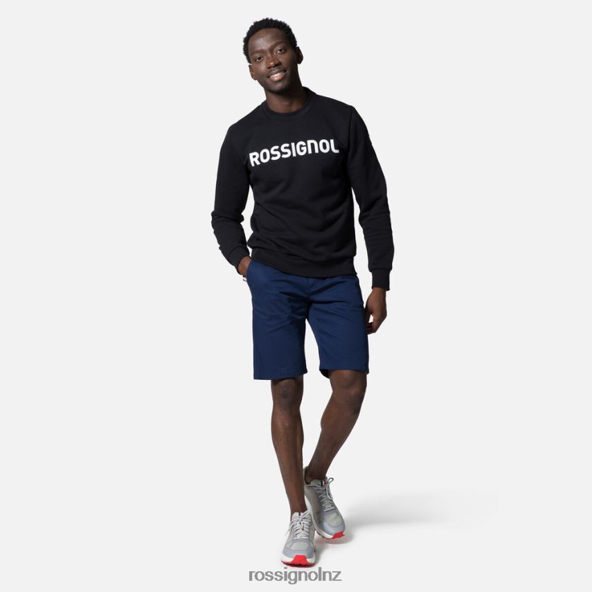 NZ Rossignol Men Logo Cotton Sweatshirt Round Neck Black F222Z2474 Tops