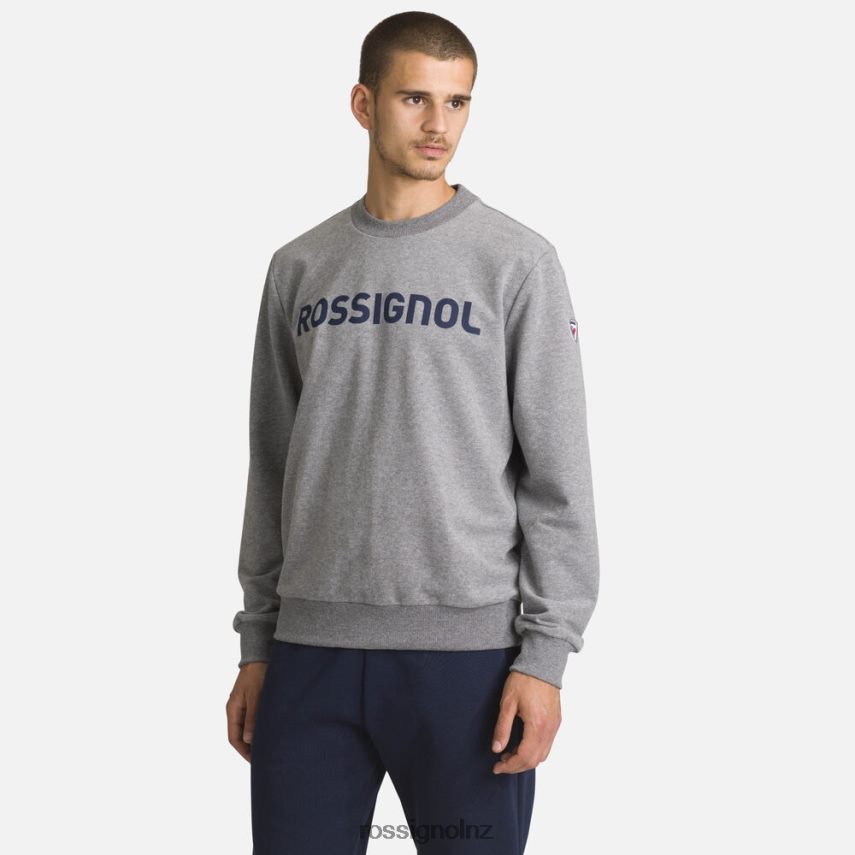 NZ Rossignol Men Logo Cotton Sweatshirt Round Neck Heathergrey F222Z2394 Tops