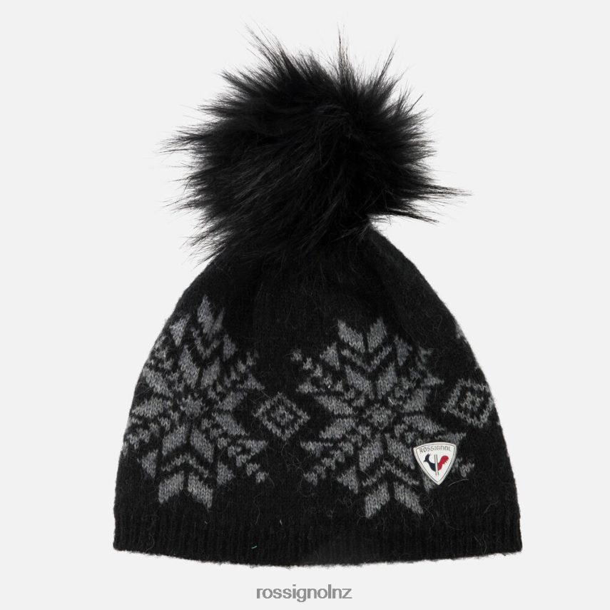 NZ Rossignol Women Snowflake Beanie Black F222Z2720 Accessories