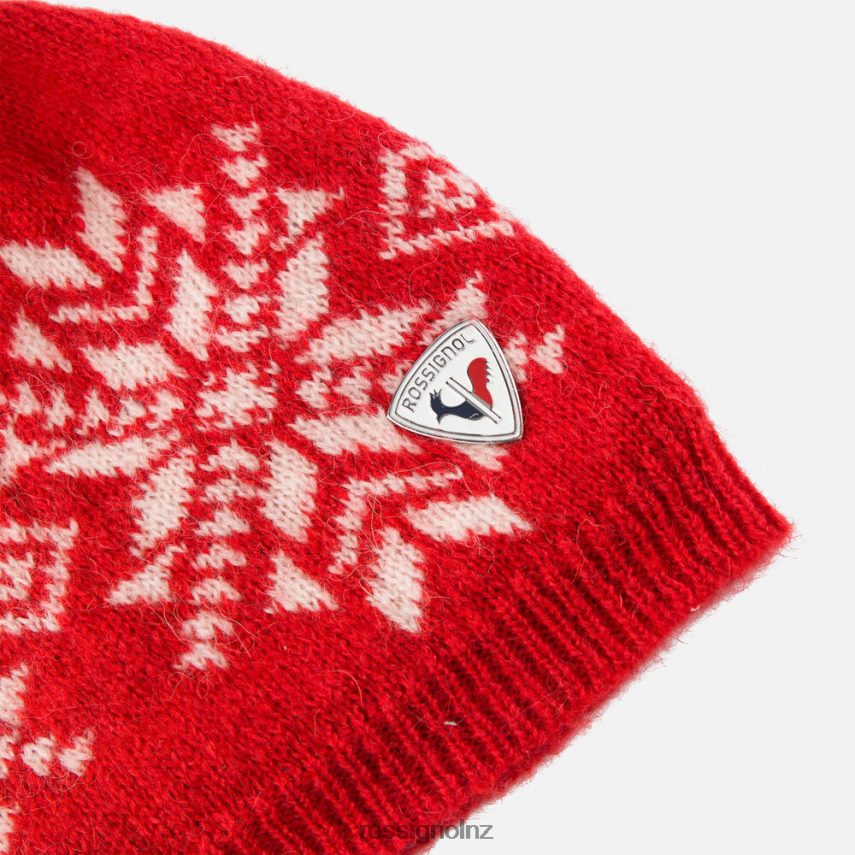 NZ Rossignol Women Snowflake Beanie Sportsred F222Z21027 Accessories