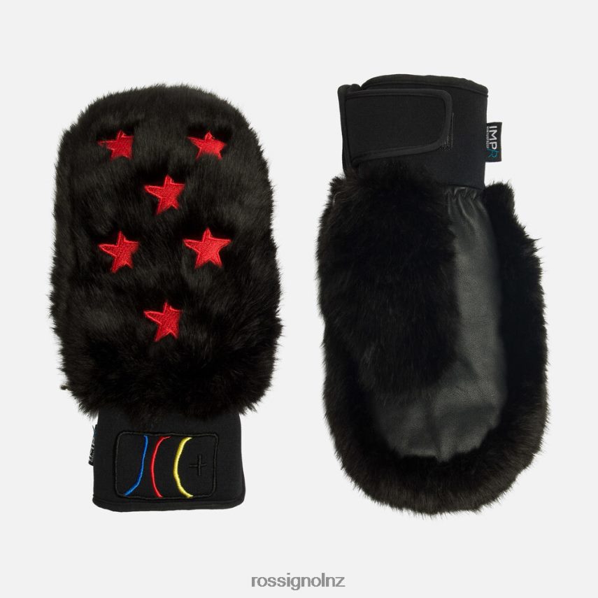NZ Rossignol Women Jcc Draki Eco Fur Impr Waterproof Mittens Black F222Z2753 Accessories