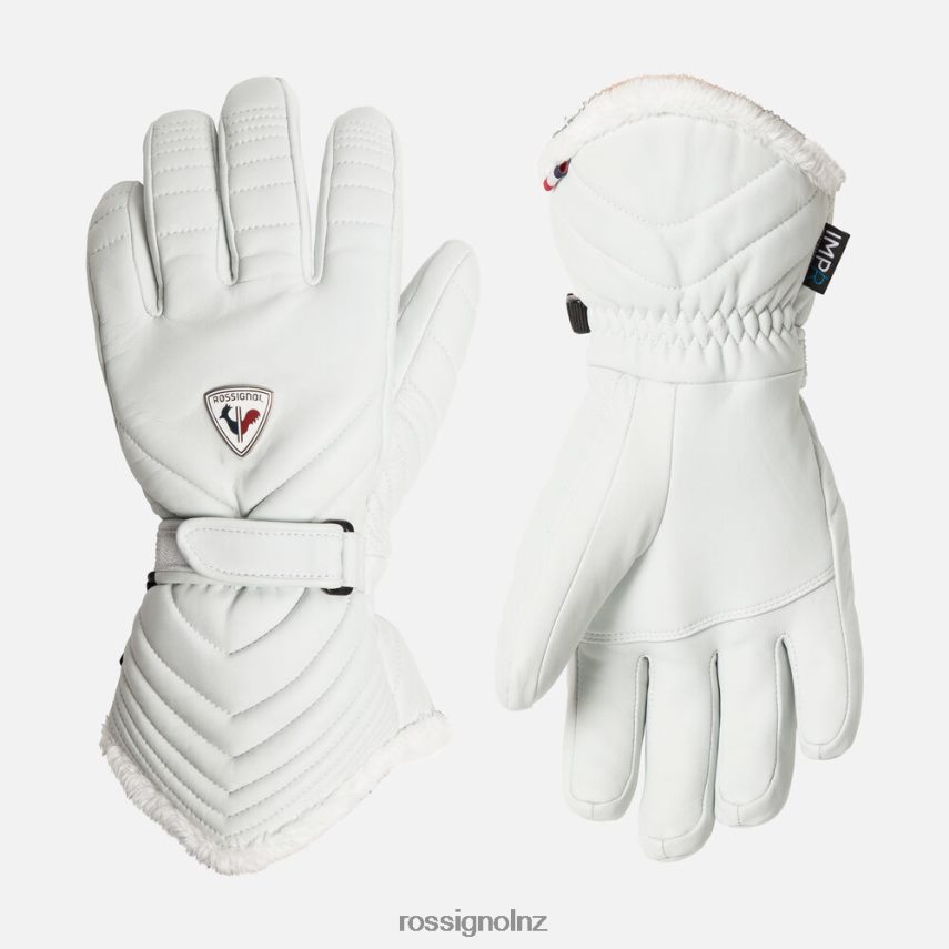 NZ Rossignol Women Select Leather Waterproof Ski Gloves White F222Z21111 Accessories