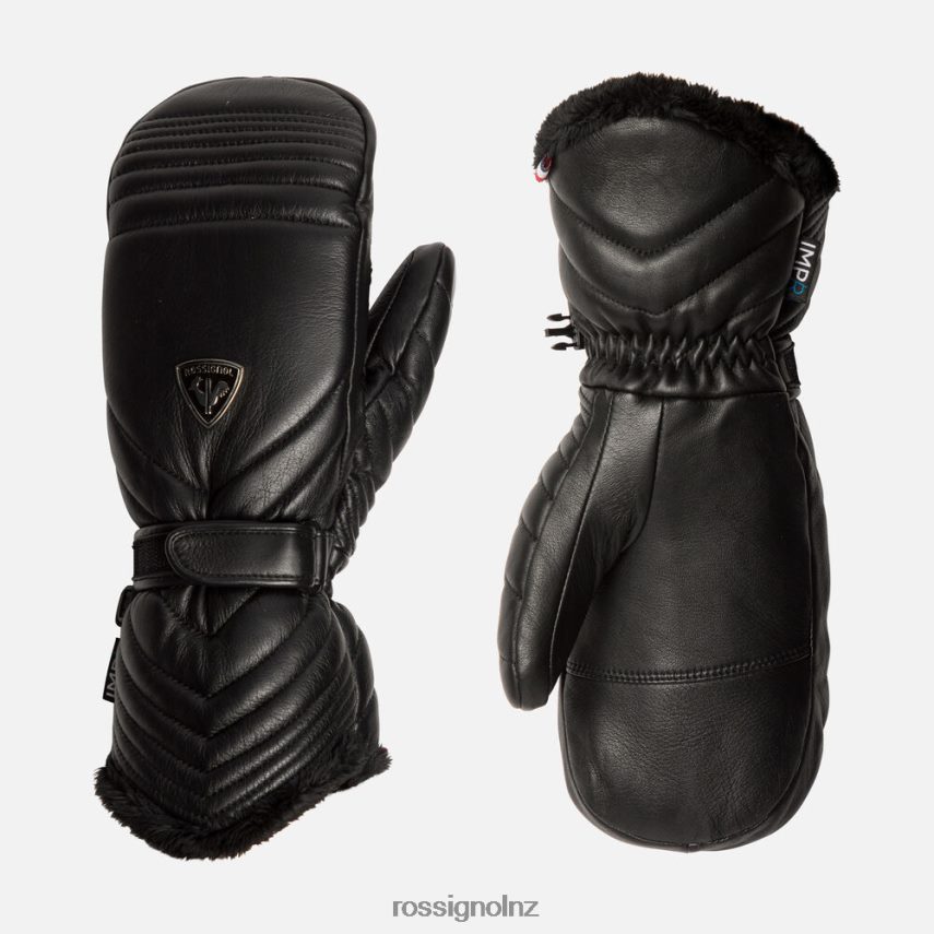 NZ Rossignol Women Select Leather Waterproof Ski Mittens Black F222Z2761 Accessories