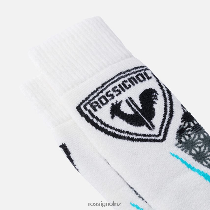 NZ Rossignol Women Wool And Silk Ski Socks White F222Z2710 Accessories