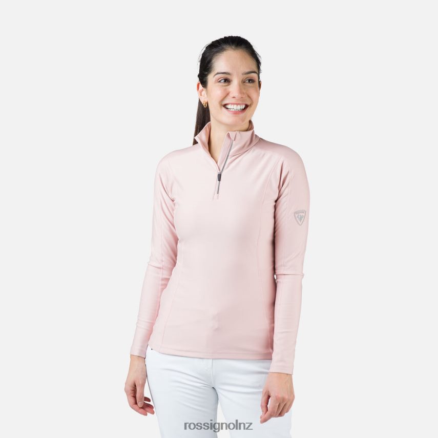 NZ Rossignol Women Classique Half-Zip Baselayer Top Powderpink F222Z21110 Tops