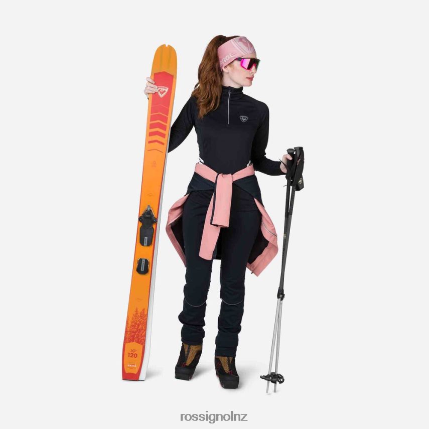 NZ Rossignol Women Poursuite Half-Zip Baselayer Top Black F222Z2865 Tops