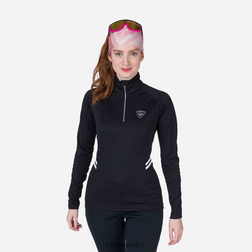 NZ Rossignol Women Poursuite Half-Zip Baselayer Top Black F222Z2865 Tops