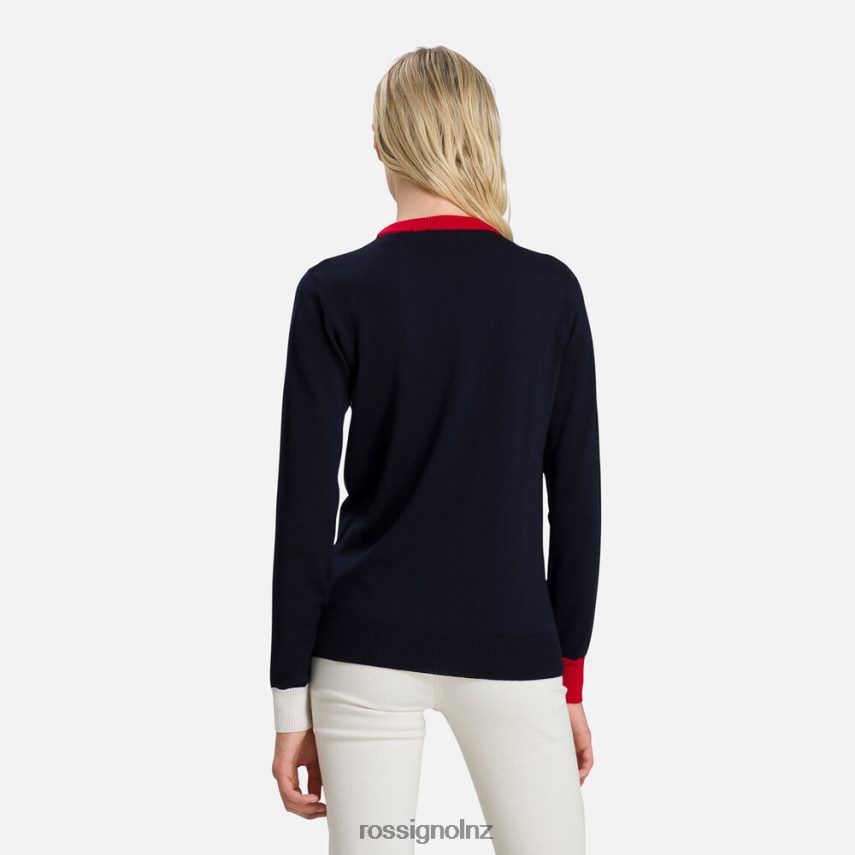 NZ Rossignol Women Alya Round Neck Sweater Darknavy F222Z2977 Tops