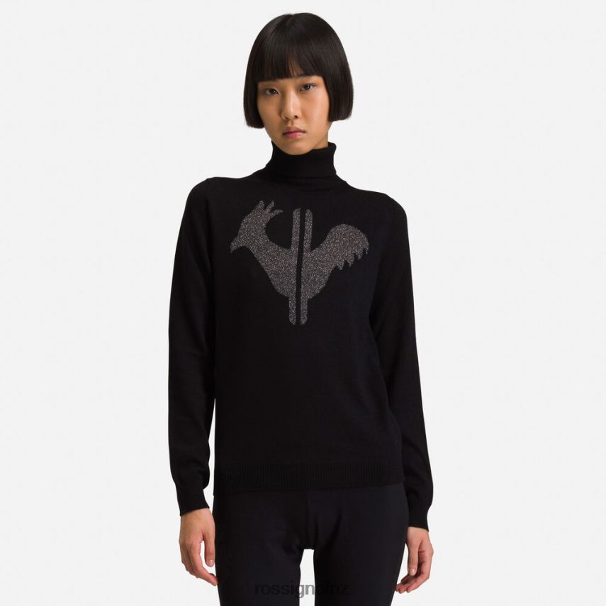 NZ Rossignol Women Classique Roll Neck Sweater Black F222Z2849 Tops