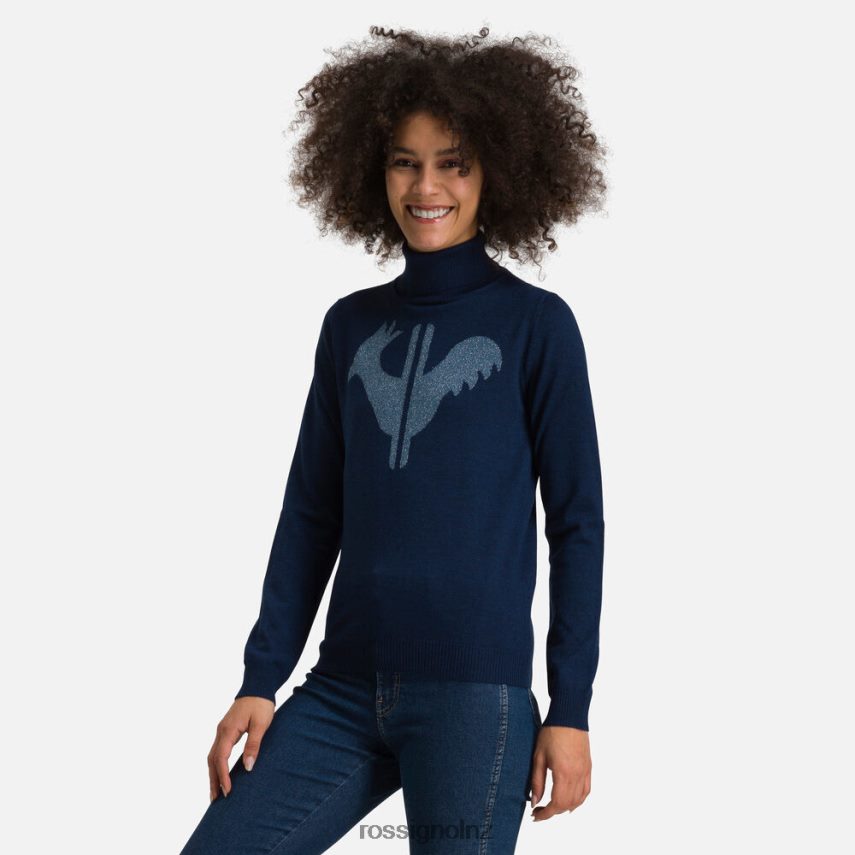 NZ Rossignol Women Classique Roll Neck Sweater Darknavy F222Z2870 Tops