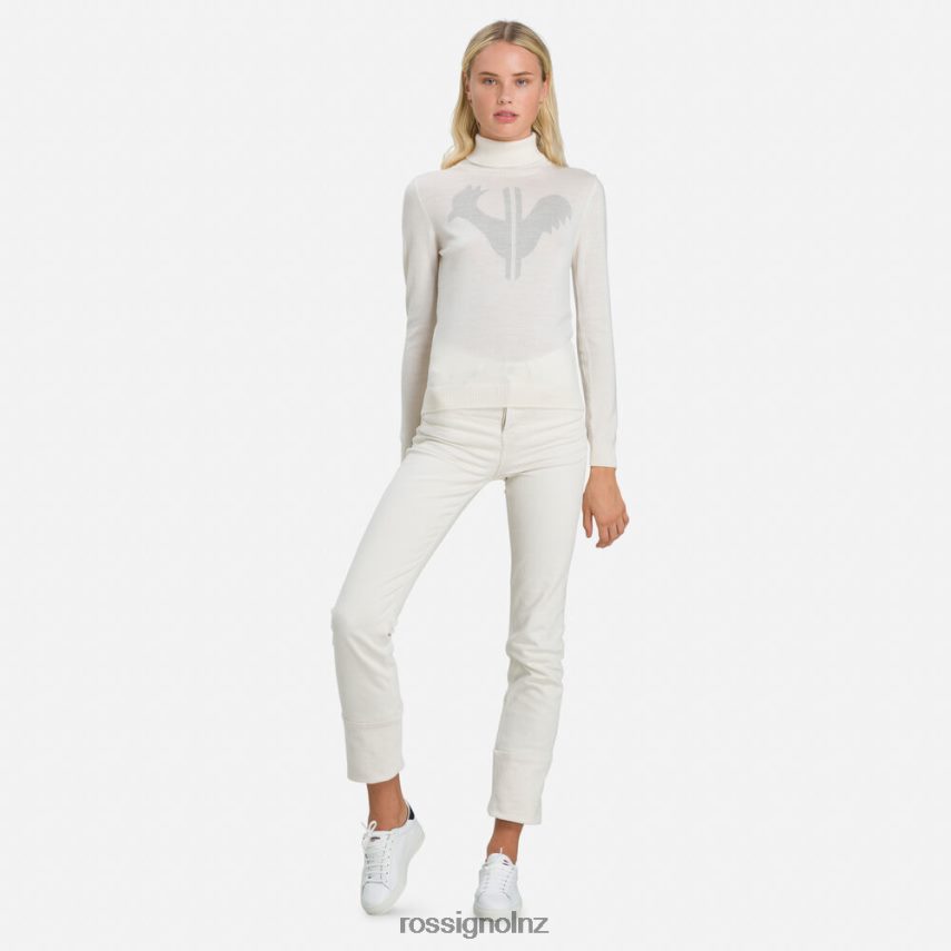 NZ Rossignol Women Classique Roll Neck Sweater White F222Z2864 Tops