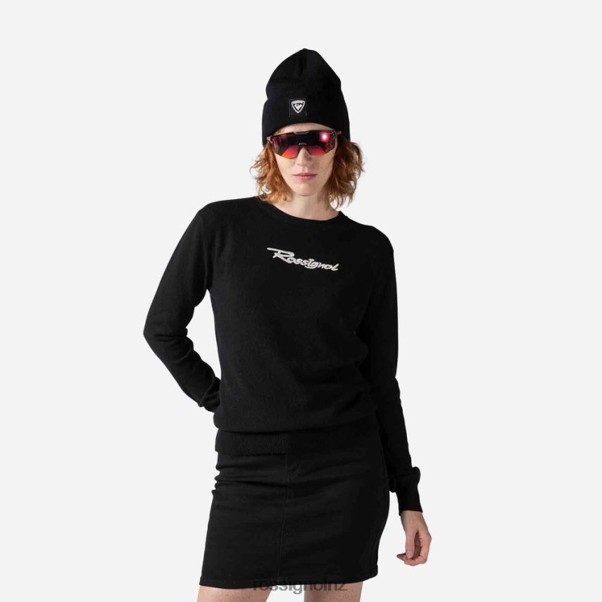 NZ Rossignol Women Signature Knit Sweater Black F222Z2902 Tops
