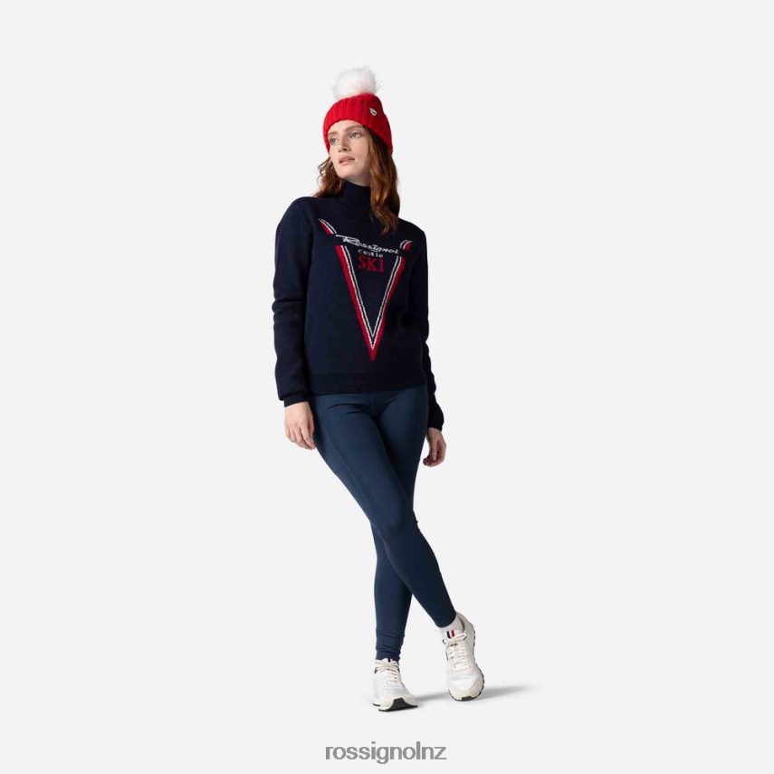 NZ Rossignol Women Victoire Turtleneck Knit Sweater Darknavy F222Z2938 Tops