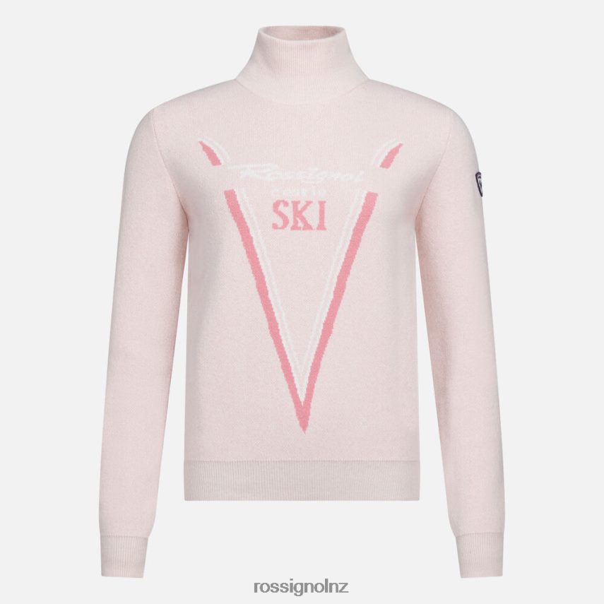 NZ Rossignol Women Victoire Turtleneck Knit Sweater Powderpink F222Z21050 Tops